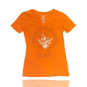 Texas Longhorns Women's V-Neck T-Shirt Orange "Hook 'Em Horns" Size S